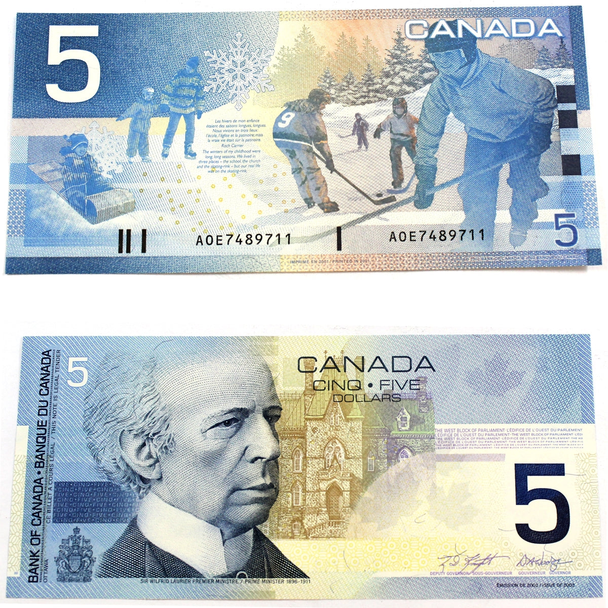 BC-62a 2001 Canada $5 Knight-Dodge, AOE, UNC