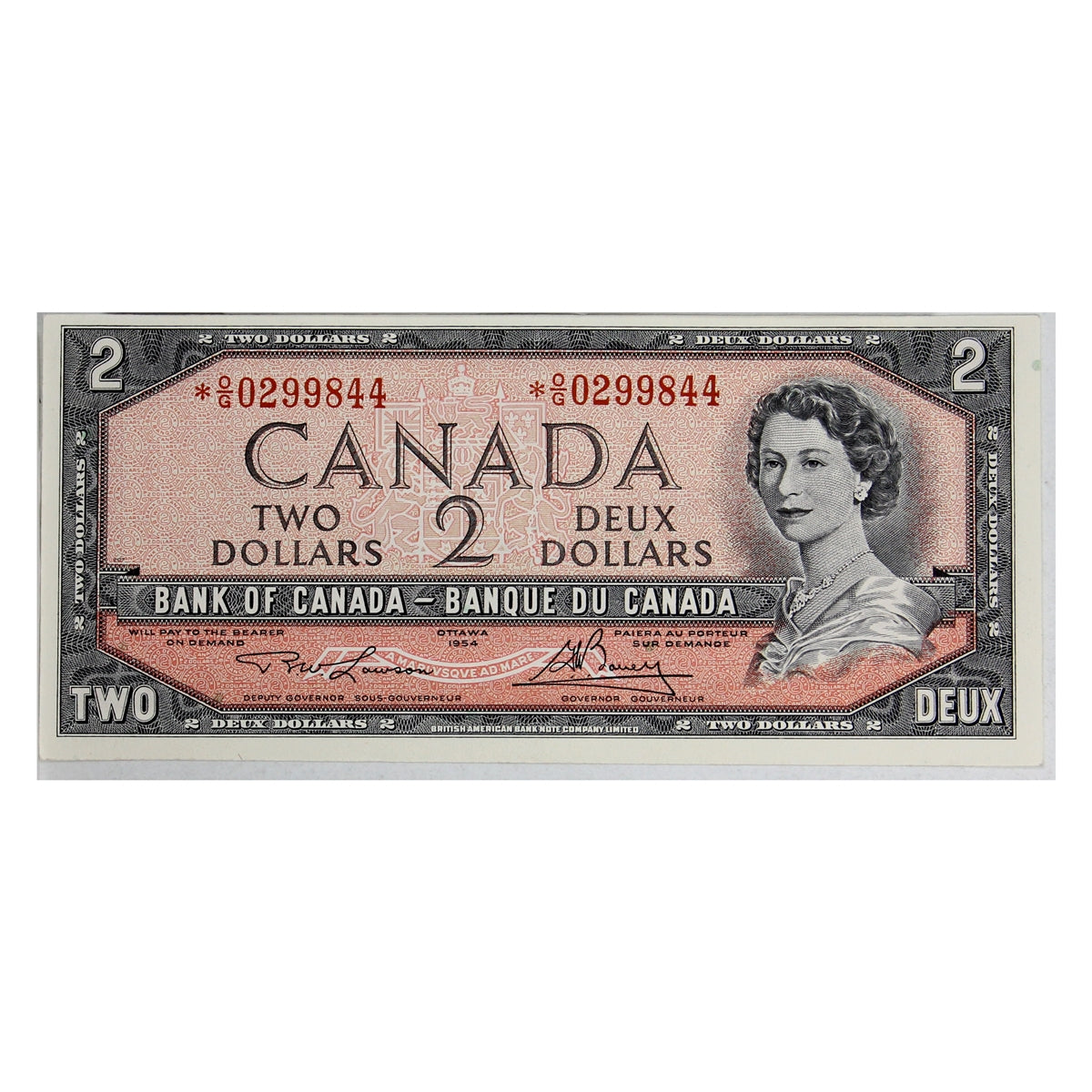 BC-38dA 1954 Canada $2 Lawson-Bouey, *O/G, AU-UNC