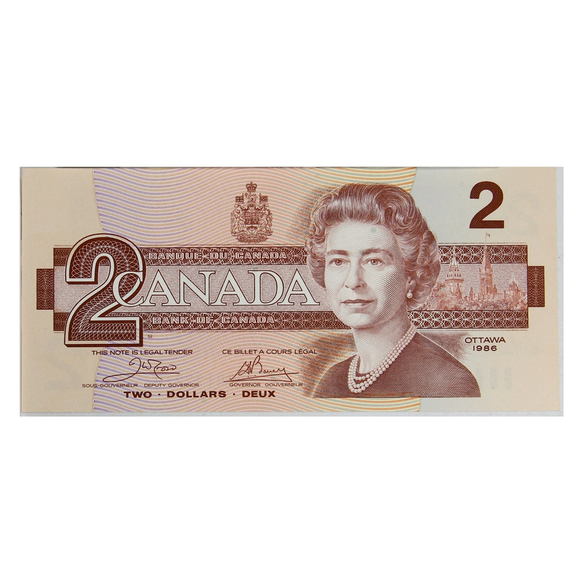 BC-55a 1986 Canada $2 Crow-Bouey, AUB, Choice Uncirculated (CUNC63)