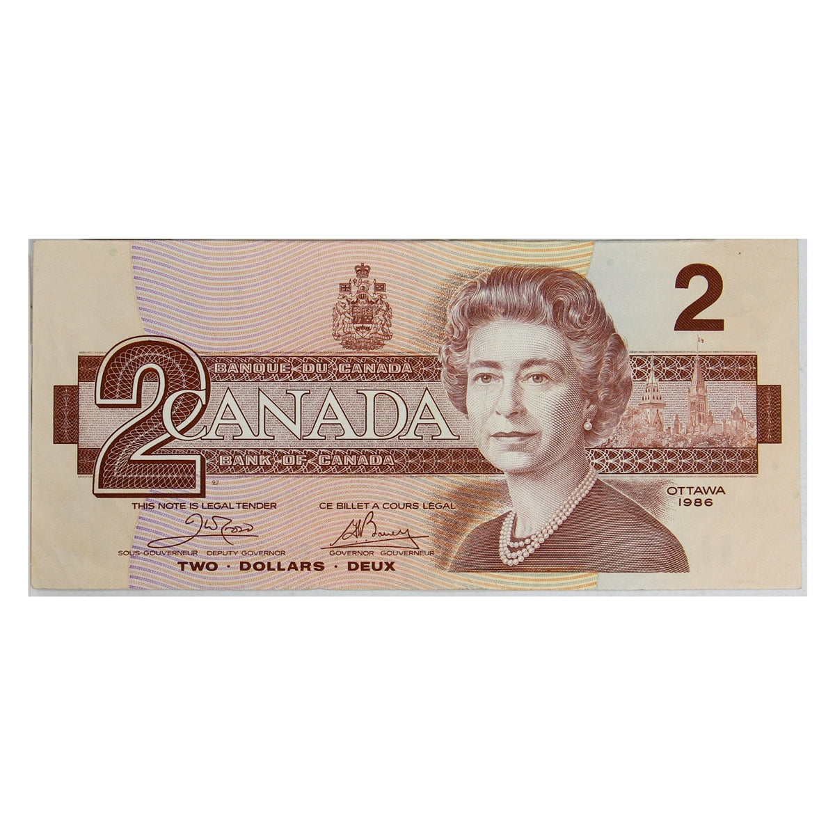 BC-55a 1986 Canada $2 Crow-Bouey, AUN, VF-EF (VF30)