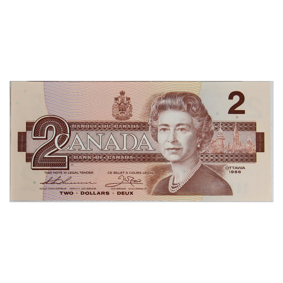BC-55b 1986 Canada $2 Thiessen-Crow, BRB, Choice Uncirculated (CUNC63)