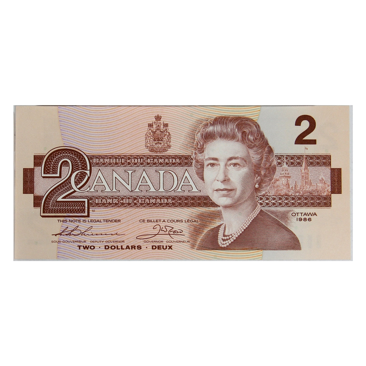 BC-55b 1986 Canada $2 Thiessen-Crow, BBJ, Uncirculated (MS60)