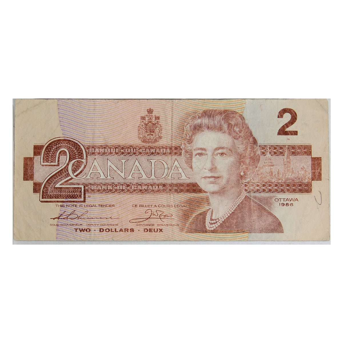 BC-55bA 1986 Canada $2 Thiessen-Crow, Large Bs, BBX, Circ