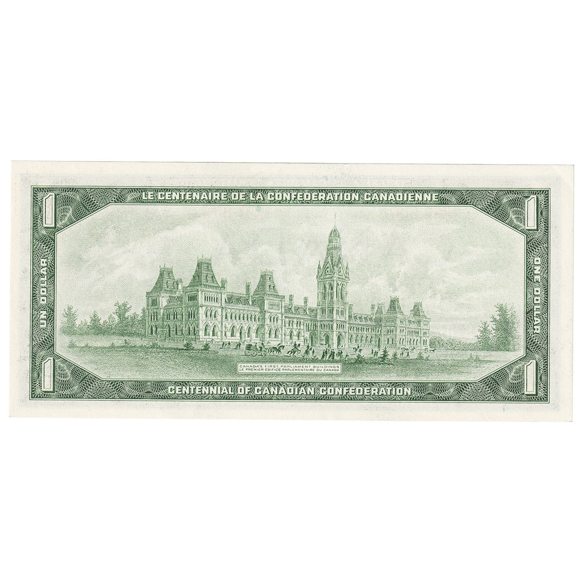 BC-45a 1967 Canada $1 Beattie-Rasminsky, 1867-1967, No Serial #, Almost Uncirculated (AU50)
