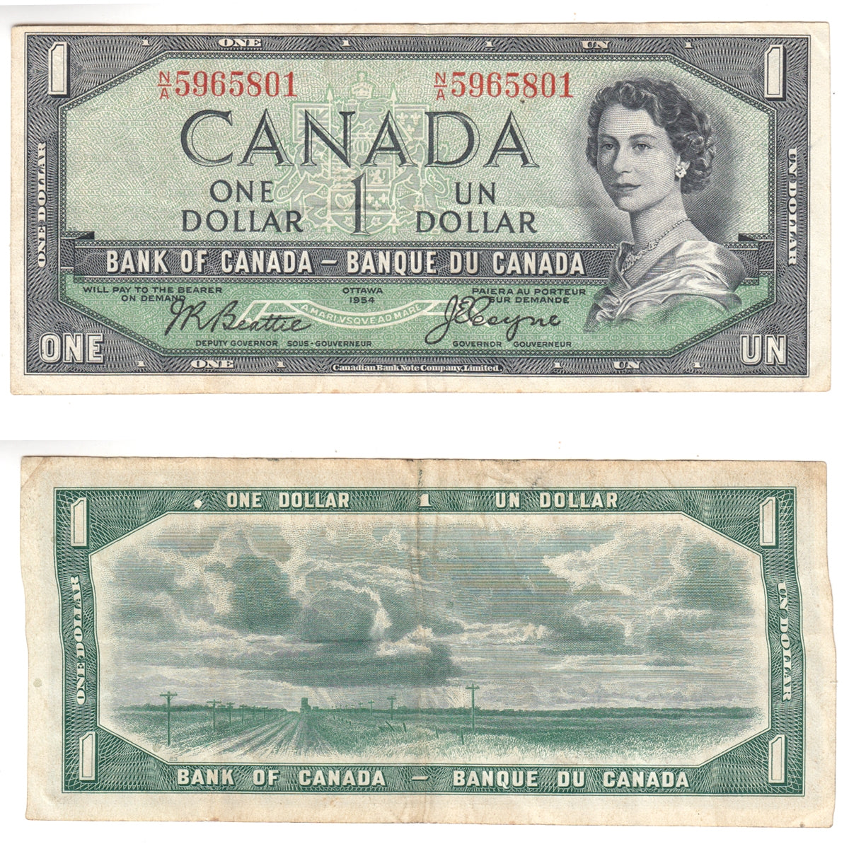 BC-29b 1954 Canada $1 Beattie-Coyne, Devil's Face, N/A, VF