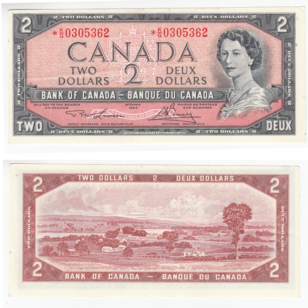 BC-38dA 1954 Canada $2 Lawson-Bouey, *K/G, Almost Uncirculated (AU50)