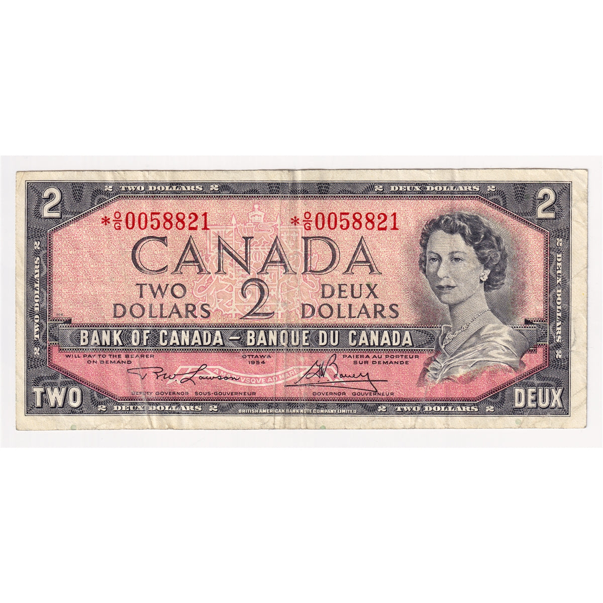 BC-38dA 1954 Canada $2 Lawson-Bouey, *O/G, F-VF