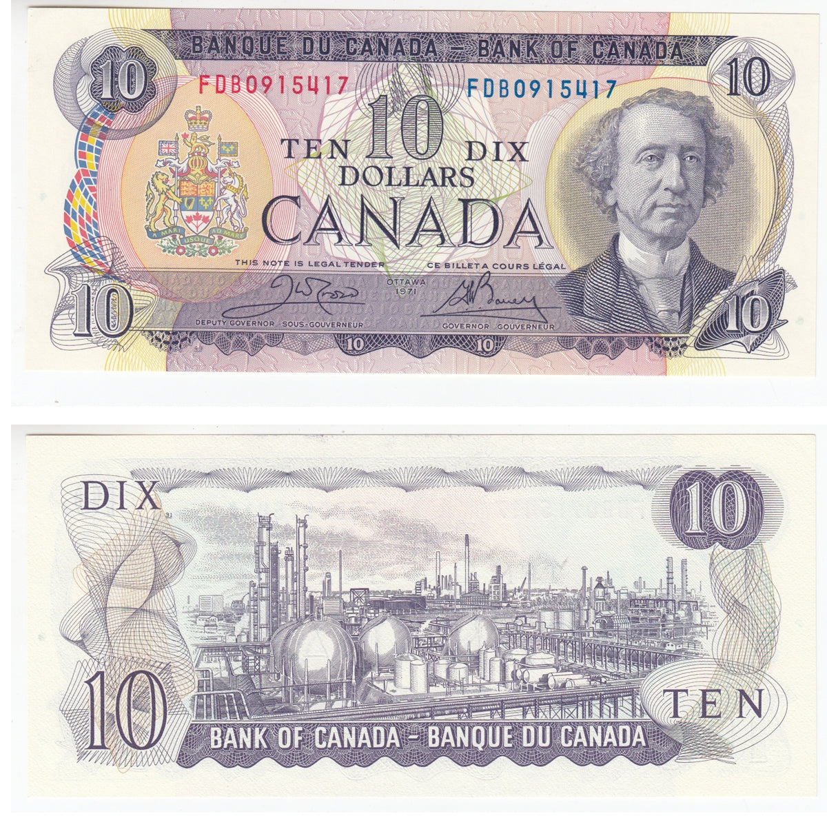 BC-49d 1971 Canada $10 Crow-Bouey, FDB, Uncirculated (MS60)