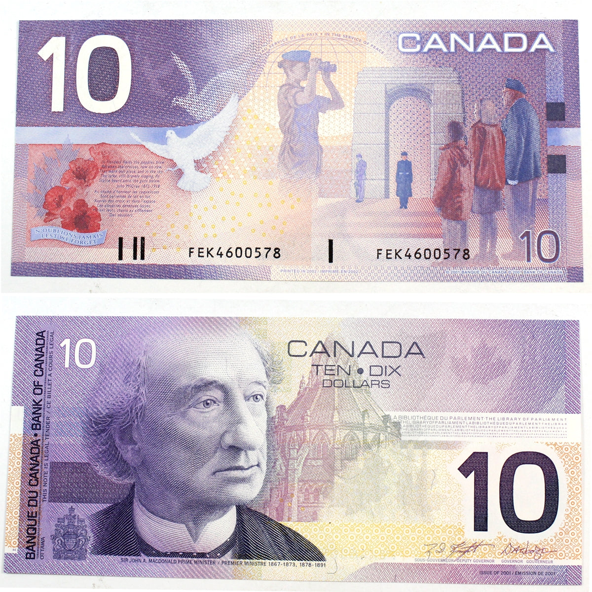 BC-63b 2002 Canada $10 Knight-Dodge, FEK, Gem Uncirculated (GUNC65)