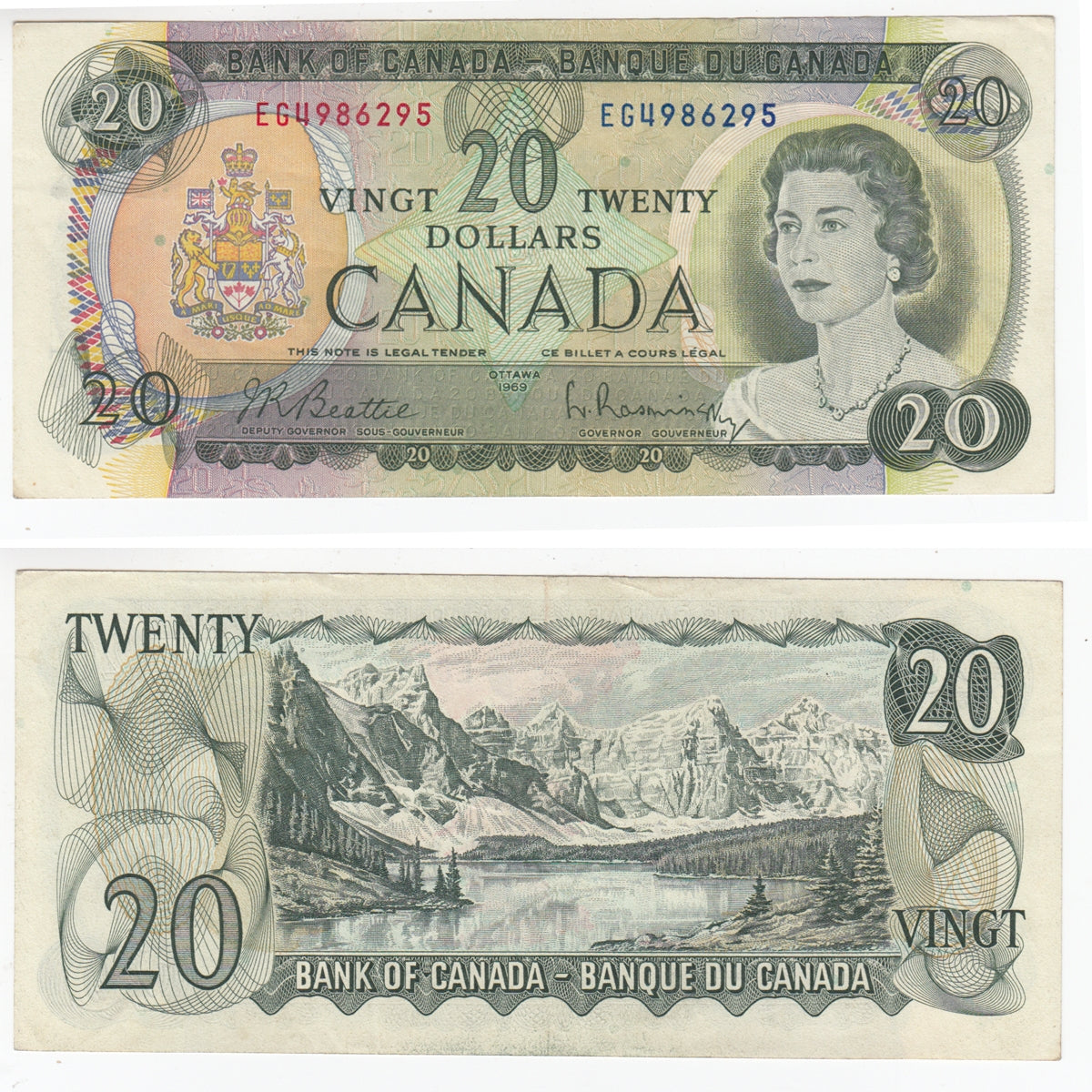BC-50a 1969 Canada $20 Beattie-Rasminsky, EG, Extra Fine (EF40)