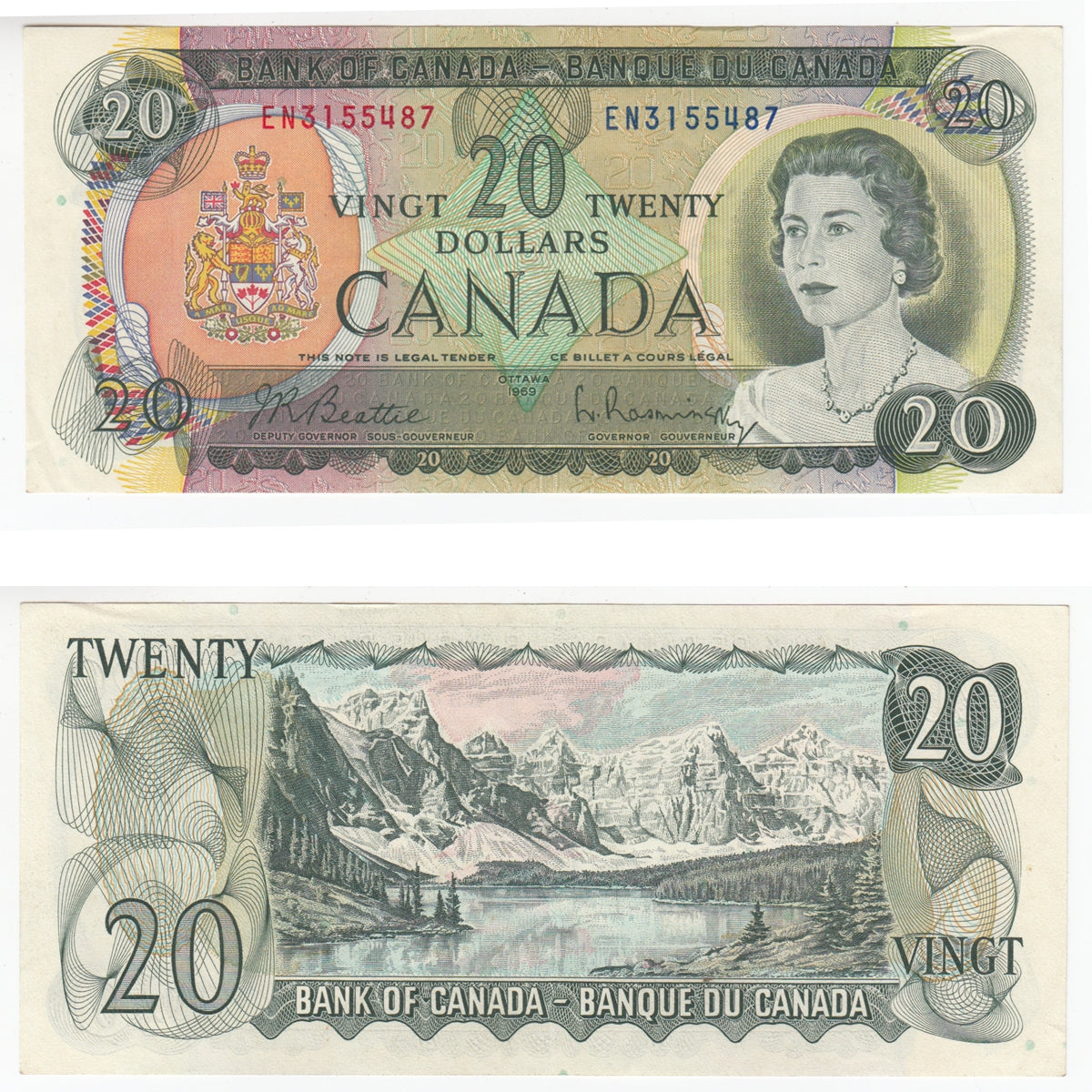 BC-50a 1969 Canada $20 Beattie-Rasminsky, EN, EF-AU (EF45)