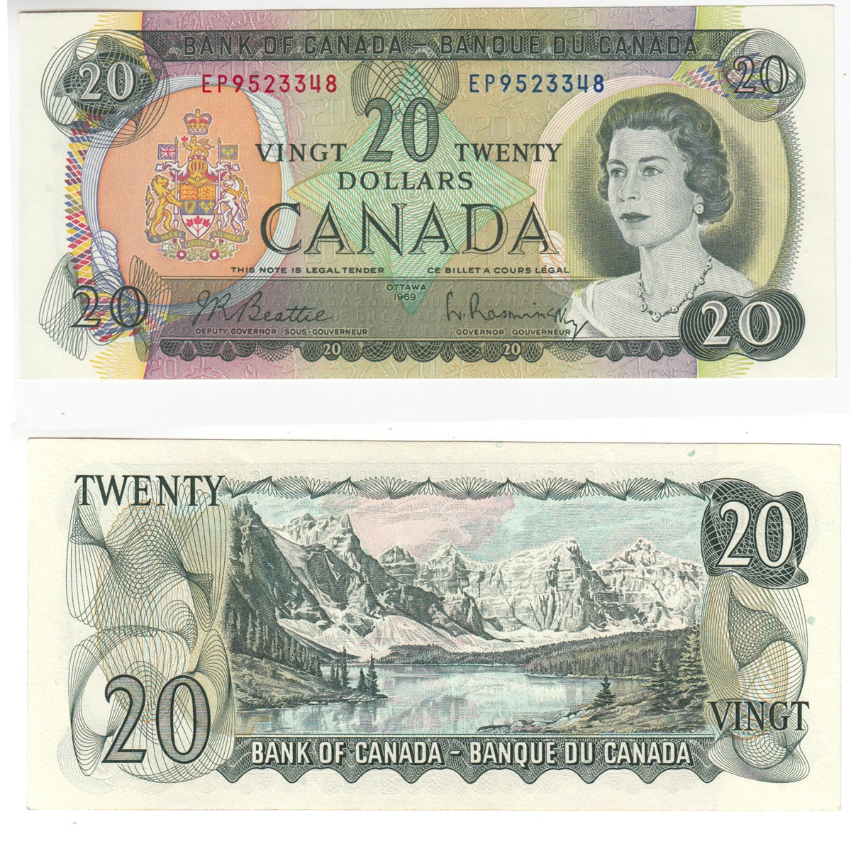 BC-50a 1969 Canada $20 Beattie-Rasminsky, EP, Uncirculated (MS60)