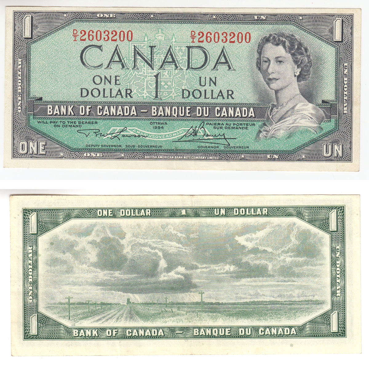 BC-37d 1954 Canada $1 Lawson-Bouey, D/I, EF-AU (EF45)