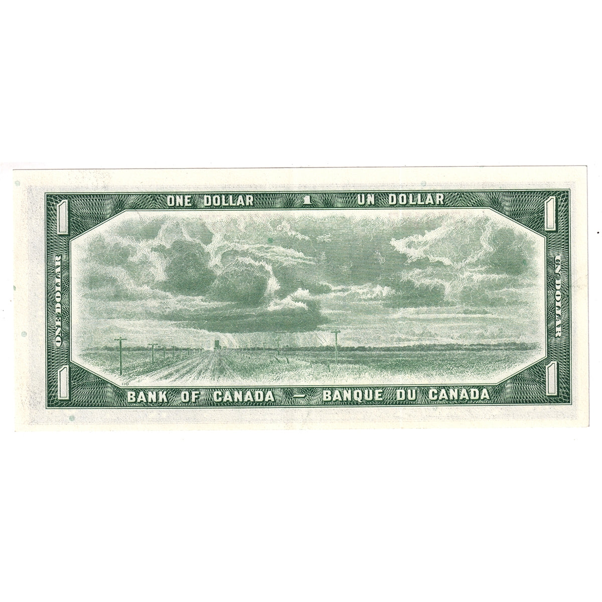 BC-37b-i 1954 Canada $1 Beattie-Rasminsky, L/Z, Almost Uncirculated (AU50)