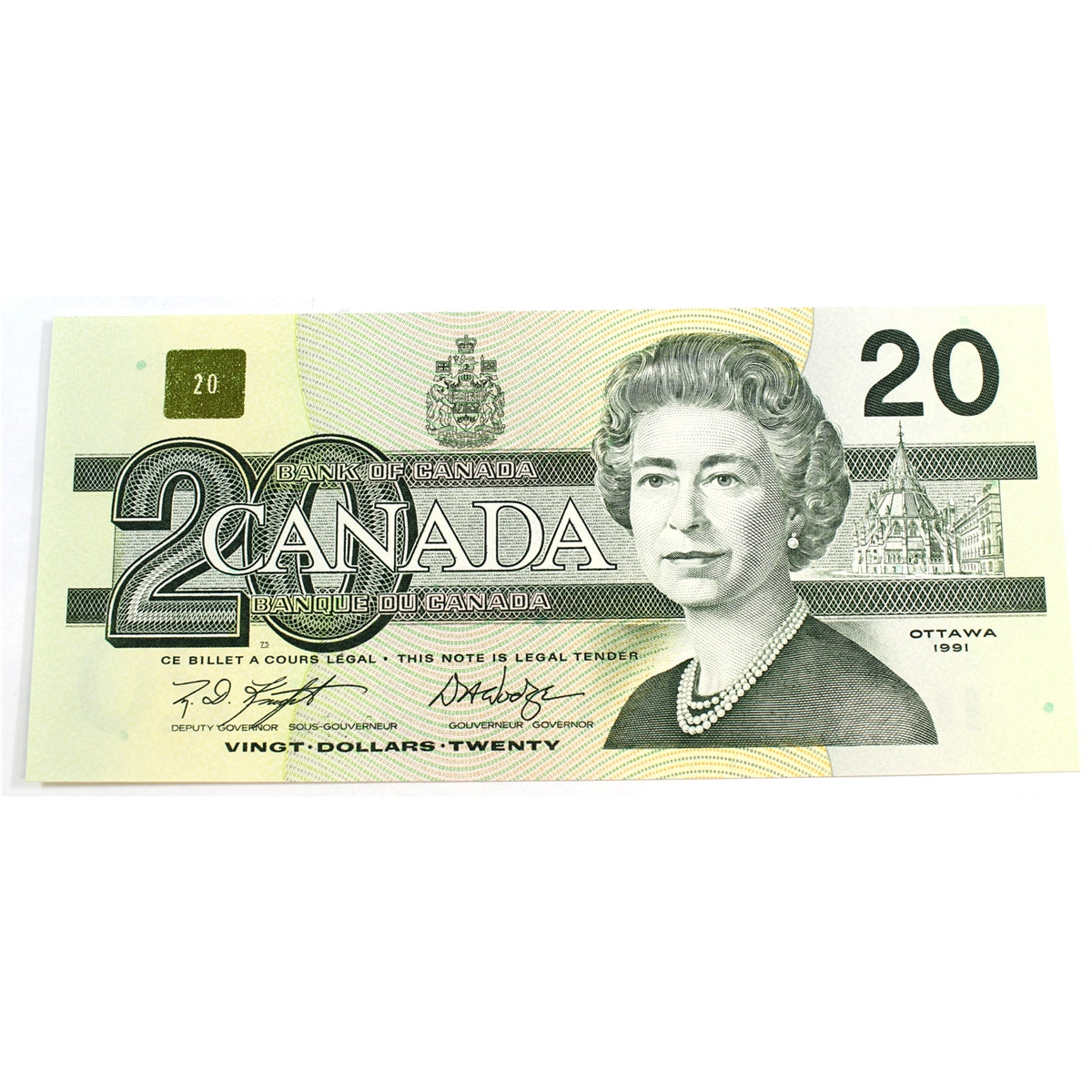 BC-58d-i 1991 Canada $20 Knight-Dodge, AWS, AU-UNC (AU55)