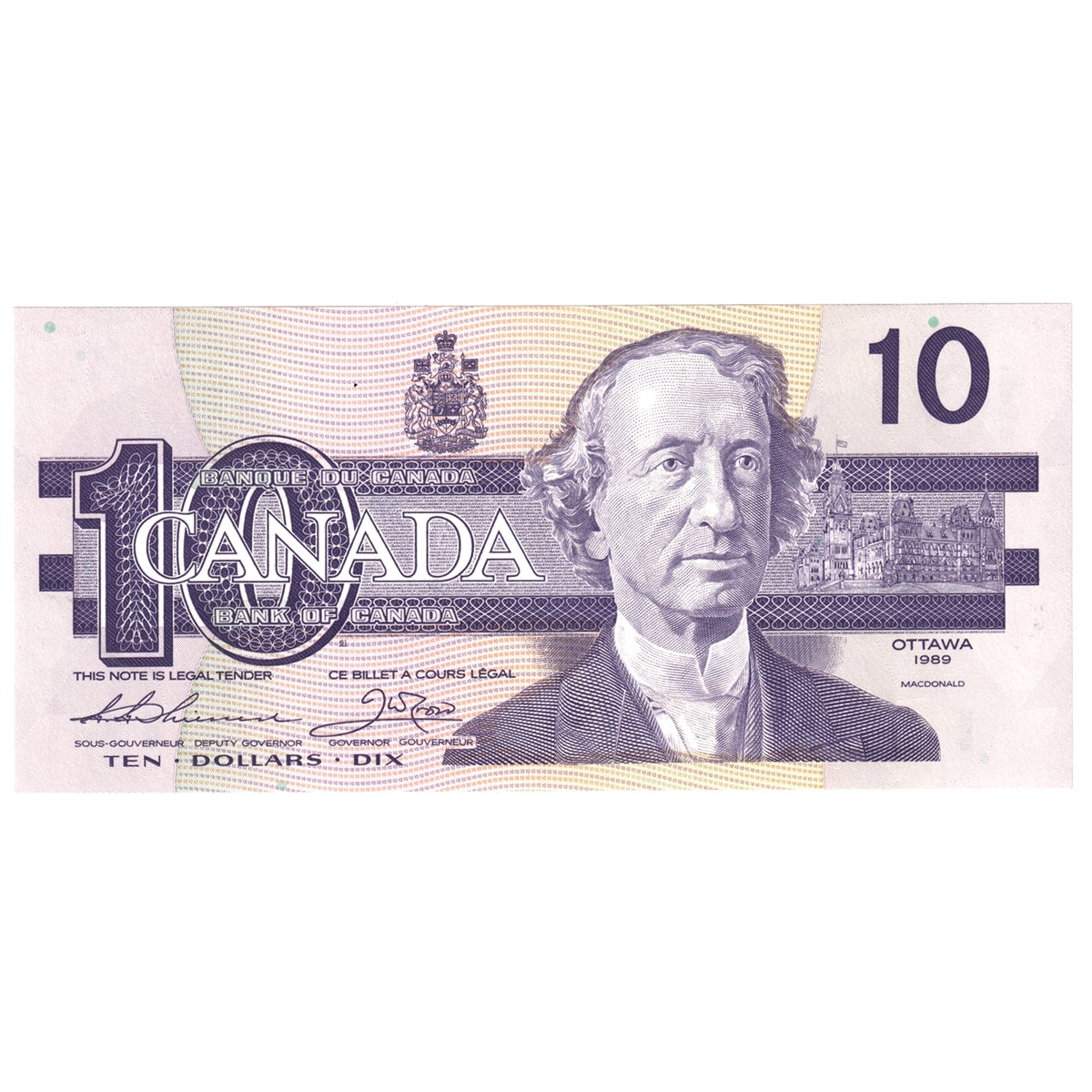 BC-57a 1989 Canada $10 Thiessen-Crow, AEZ, Choice Uncirculated (CUNC63)