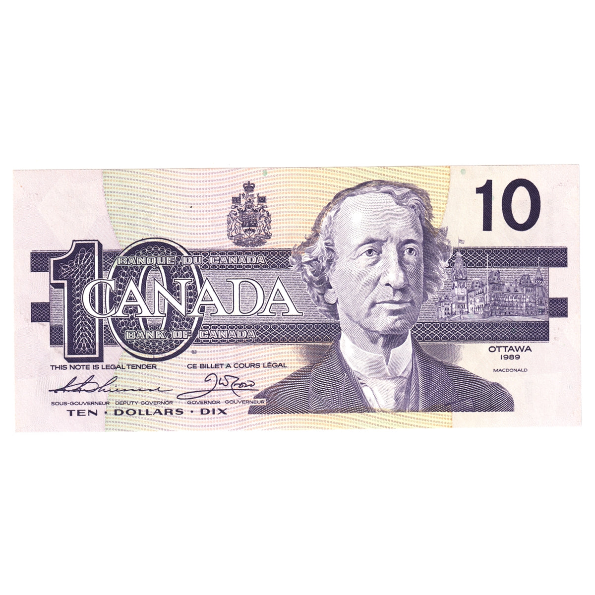 BC-57a 1989 Canada $10 Thiessen-Crow, ATJ, CUNC