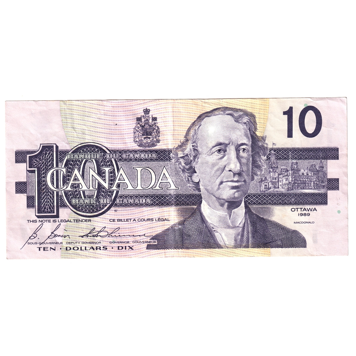 BC-57b 1989 Canada $10 Bonin-Thiessen, BDH, Circ