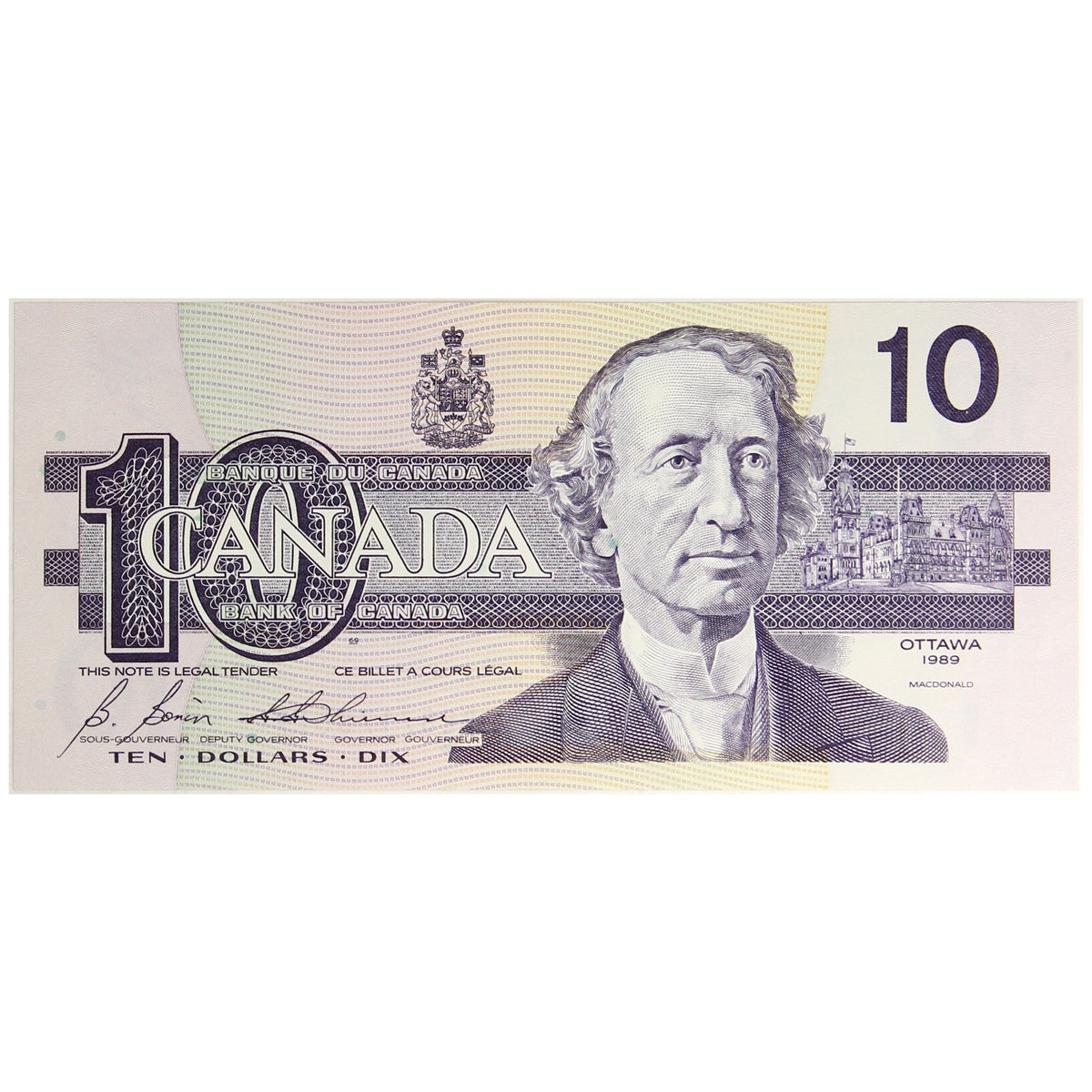 BC-57b 1989 Canada $10 Bonin-Thiessen, BEB, Uncirculated (MS60)