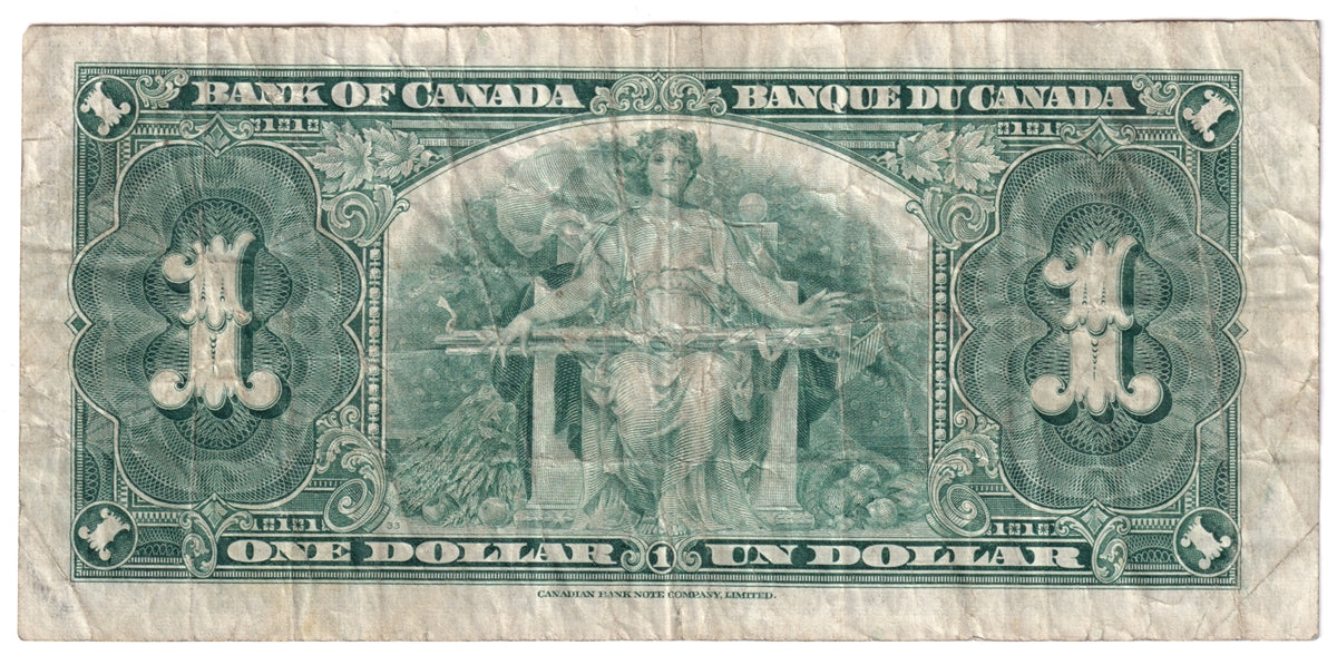 BC-21c 1937 Canada $1 Gordon-Towers, D/M, F-VF (F15)