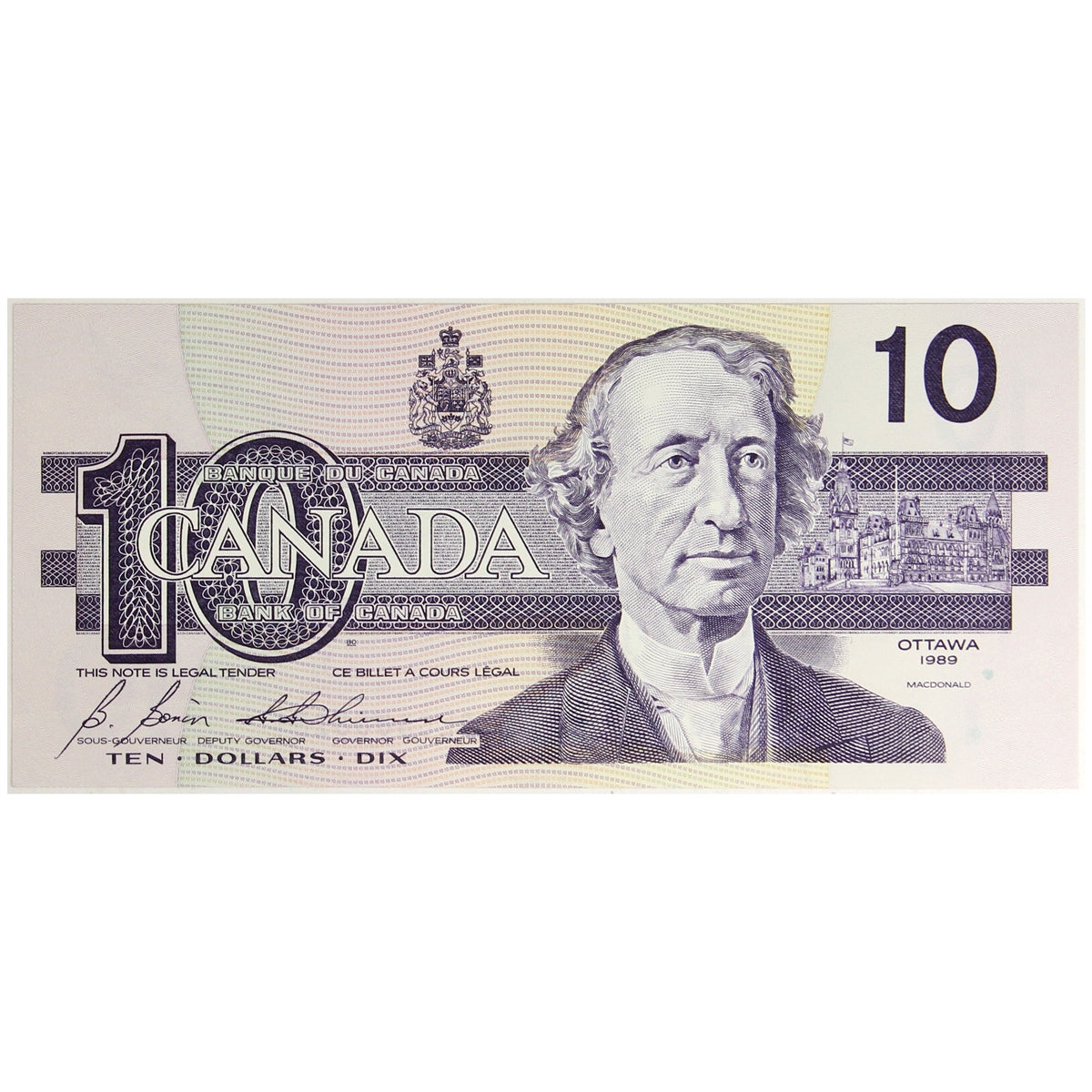 BC-57b 1989 Canada $10 Bonin-Thiessen, BEC, Choice Uncirculated (CUNC63)