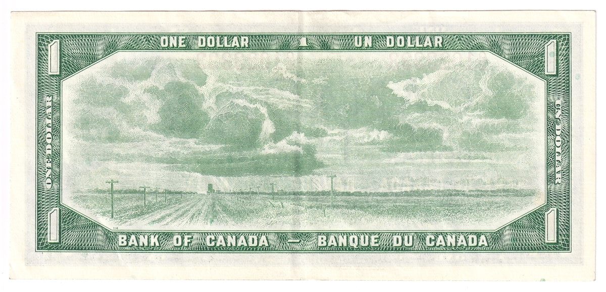 BC-37b 1954 Canada $1 Beattie-Rasminsky, O/Z, Extra Fine (EF40)