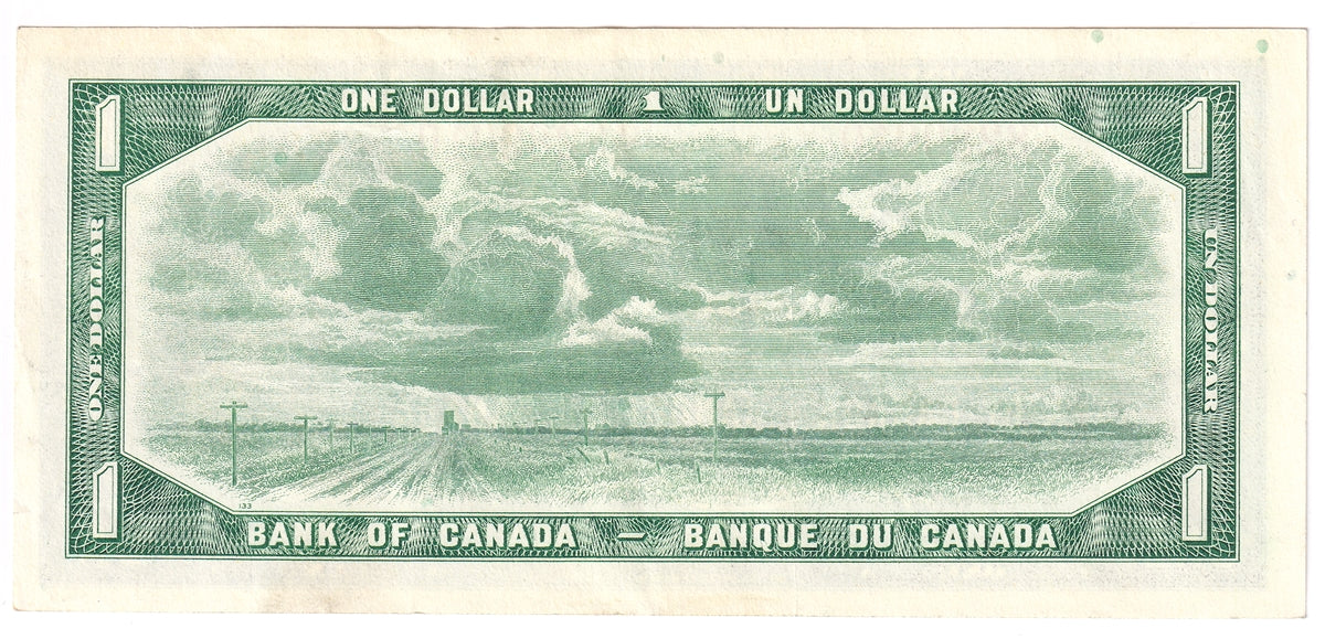 BC-37b-i 1954 Canada $1 Beattie-Rasminsky, T/Z, Extra Fine (EF40)