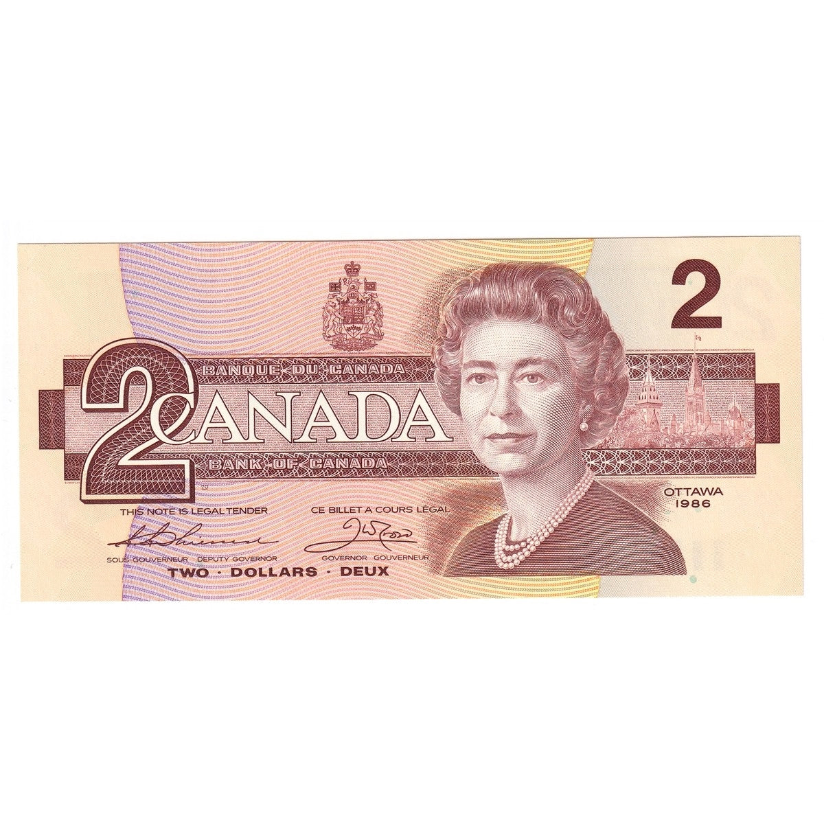 BC-55b 1986 Canada $2 Thiessen-Crow, BRF, Choice Uncirculated (CUNC63)