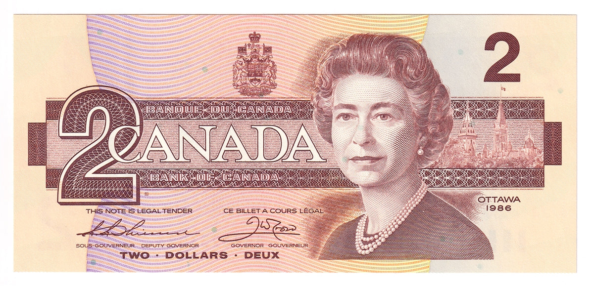 BC-55b 1986 Canada $2 Thiessen-Crow, BRP, Choice Uncirculated (CUNC63)