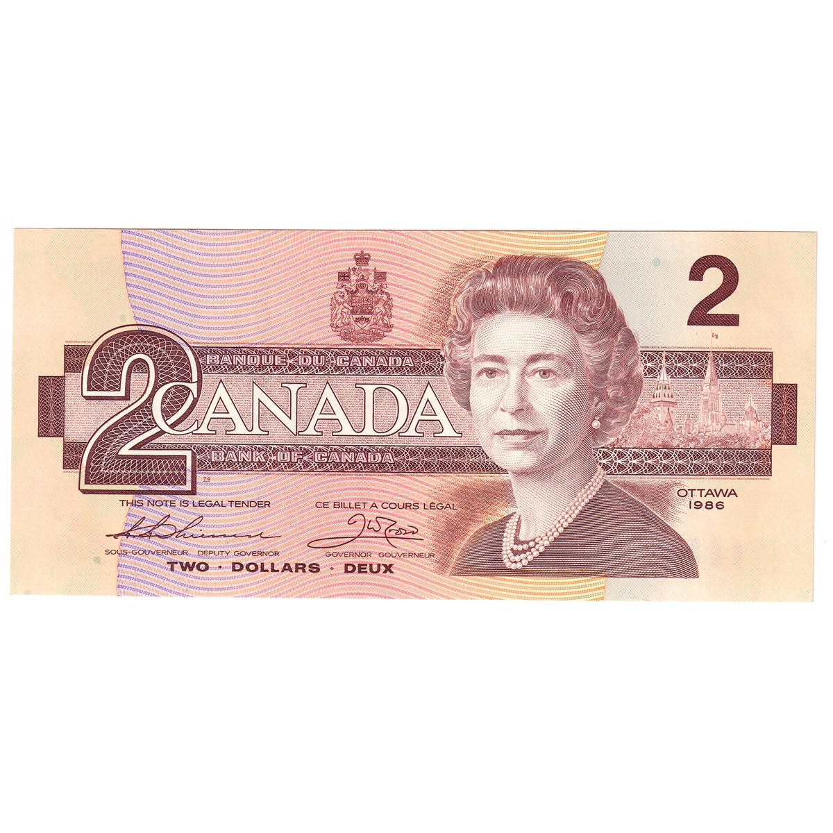 BC-55b 1986 Canada $2 Thiessen-Crow, BRZ, Uncirculated (MS60)