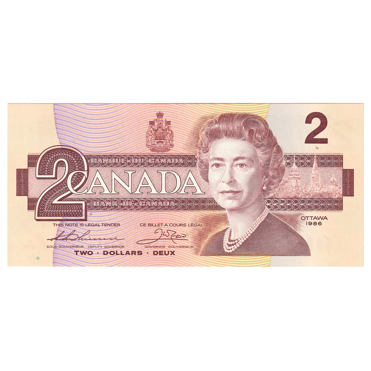 BC-55b 1986 Canada $2 Thiessen-Crow, BUA, Choice Uncirculated (CUNC63)