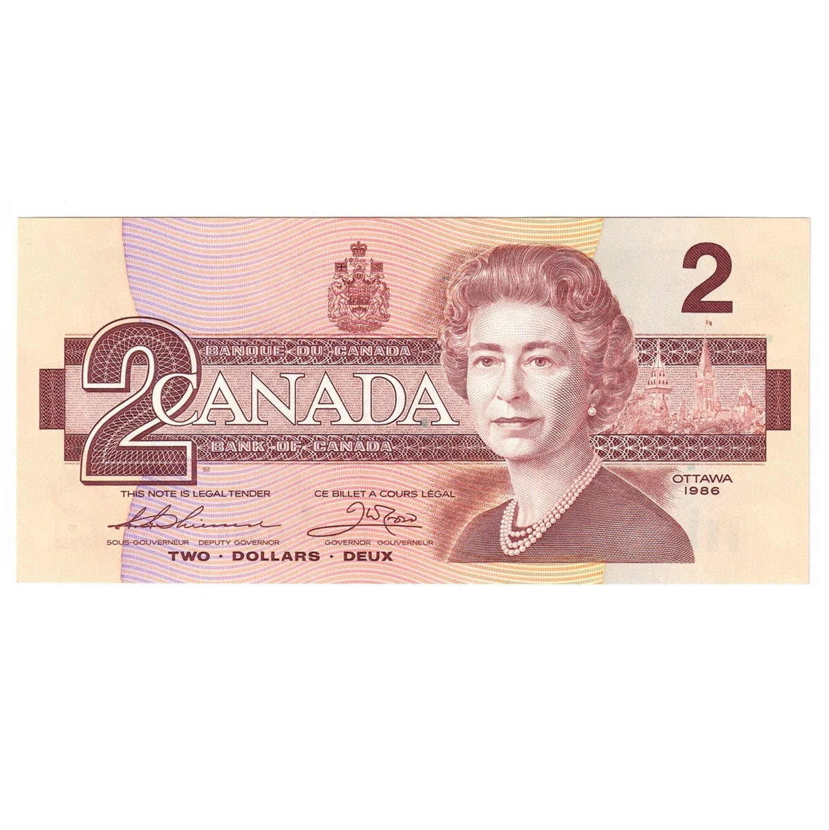 BC-55b 1986 Canada $2 Thiessen-Crow, BUE, Uncirculated (MS60)