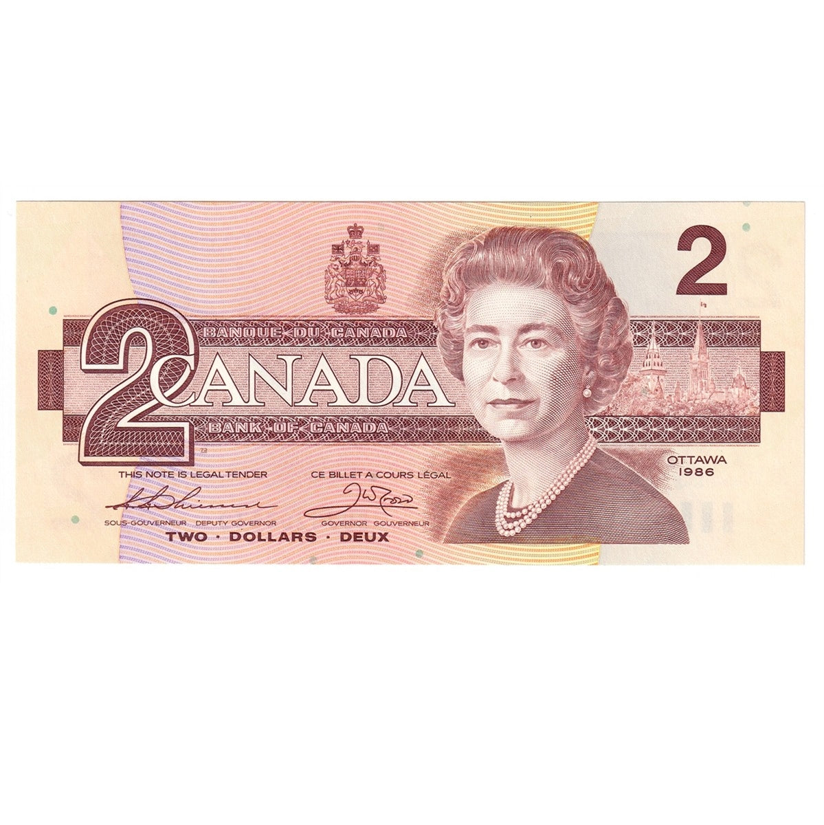 BC-55b 1986 Canada $2 Thiessen-Crow, BUJ, Choice Uncirculated (CUNC63)