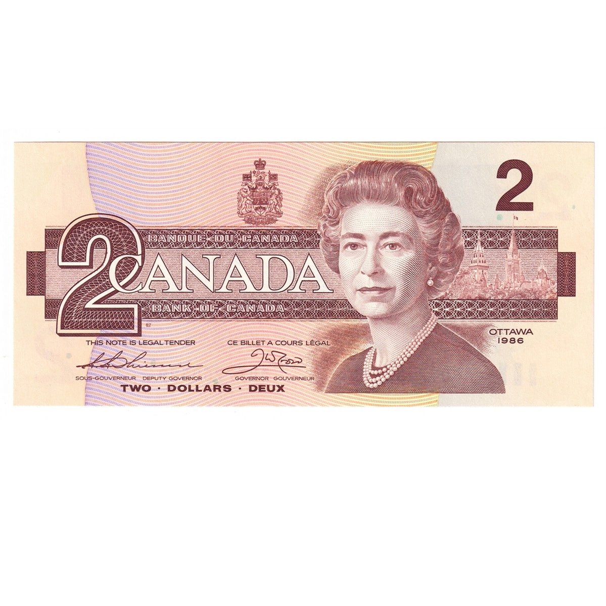 BC-55b 1986 Canada $2 Thiessen-Crow, BUT, Choice Uncirculated (CUNC63)