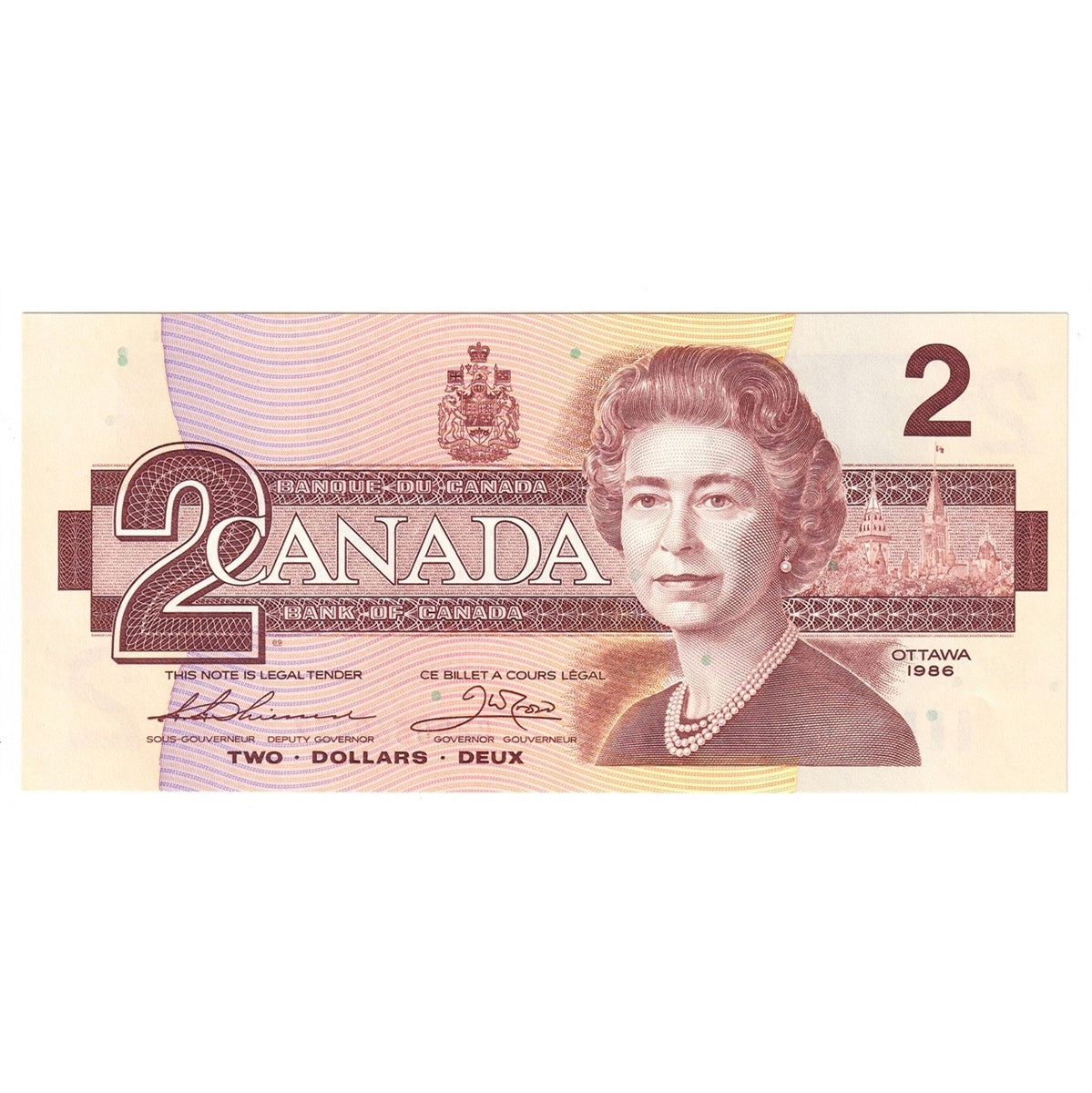 BC-55b 1986 Canada $2 Thiessen-Crow, CBD, Uncirculated (MS60)