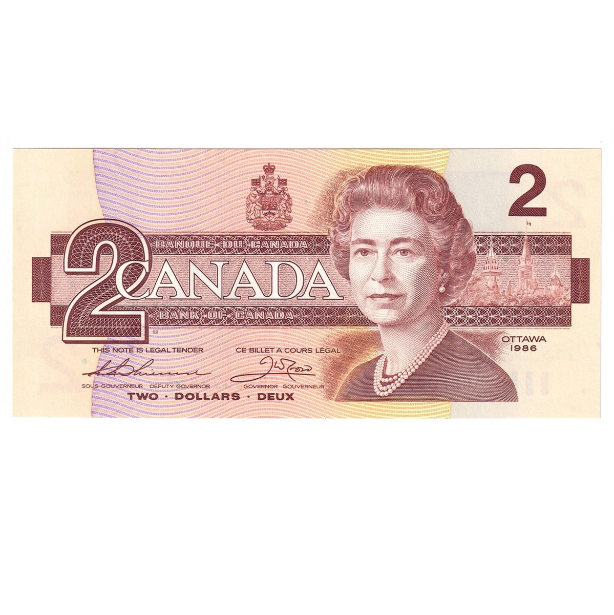 BC-55b 1986 Canada $2 Thiessen-Crow, CBF, Choice Uncirculated (CUNC63)
