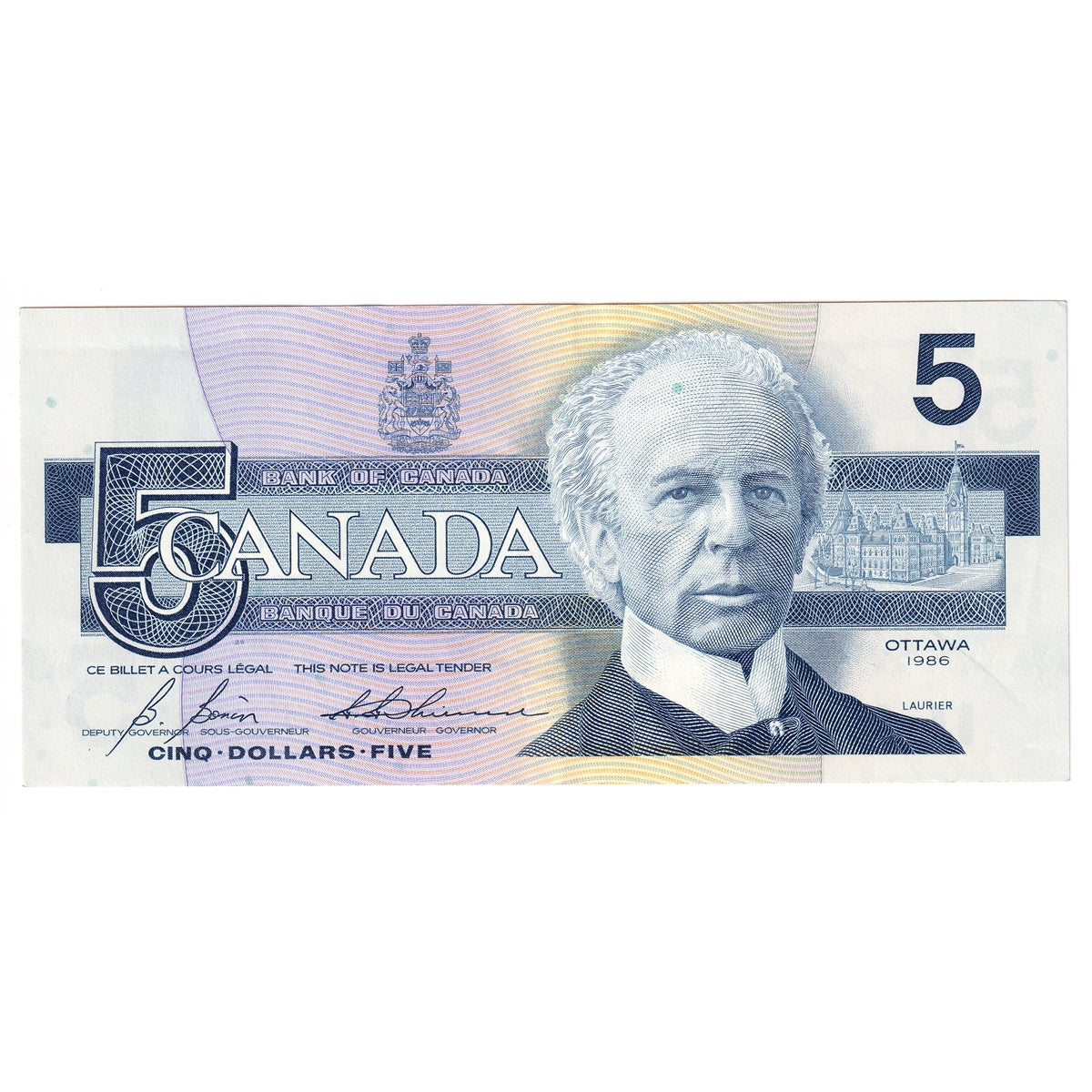 BC-56c 1986 Canada $5 Bonin-Thiessen, GNZ, EF-AU (EF45)