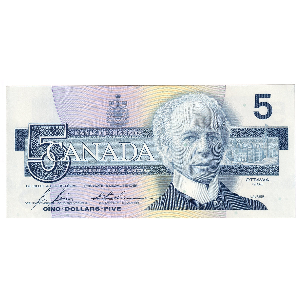 BC-56c 1986 Canada $5 Bonin-Thiessen, GPM, AU-UNC