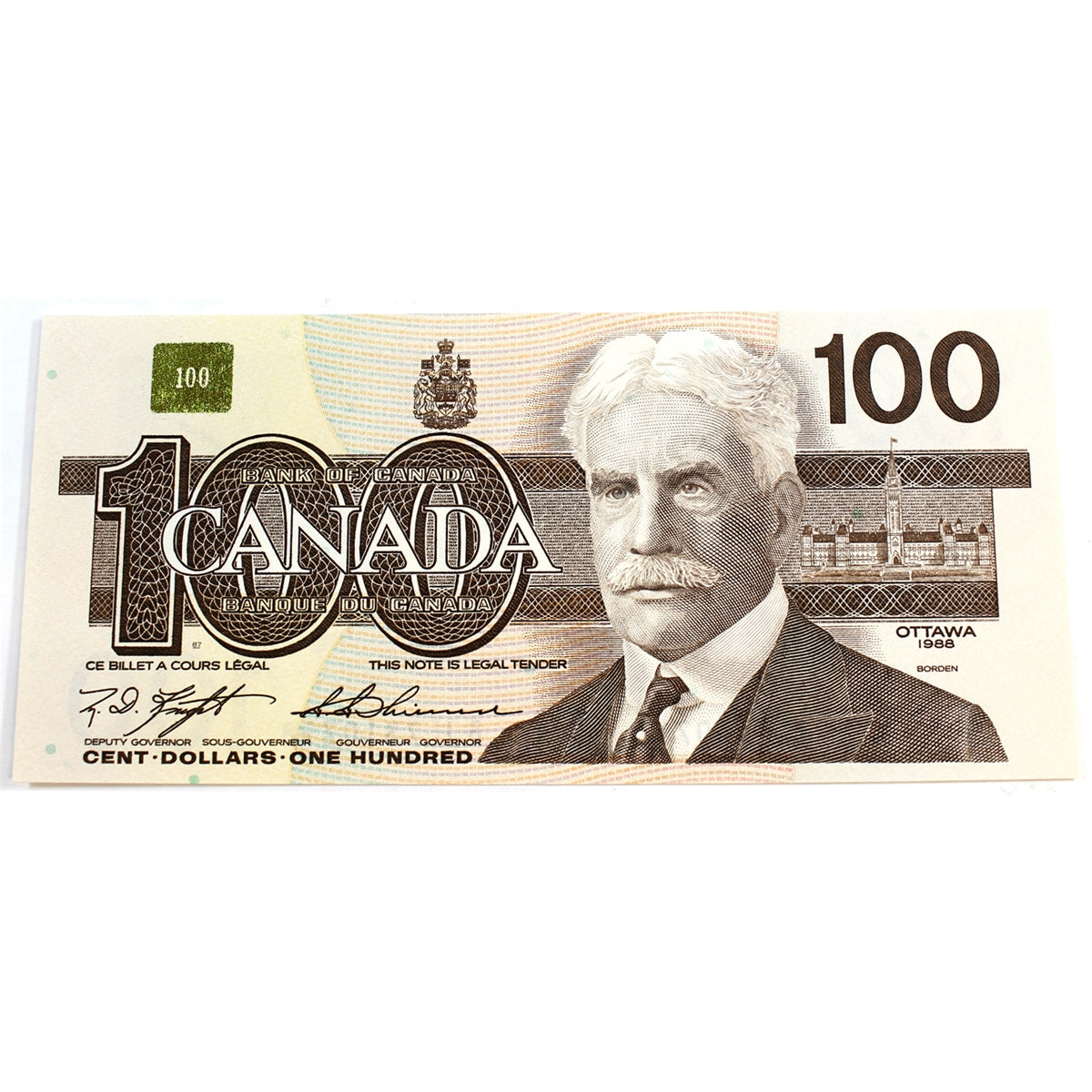 BC-60c 1988 Canada $100 Knight-Thiessen, BJL, Choice Uncirculated (CUNC63)