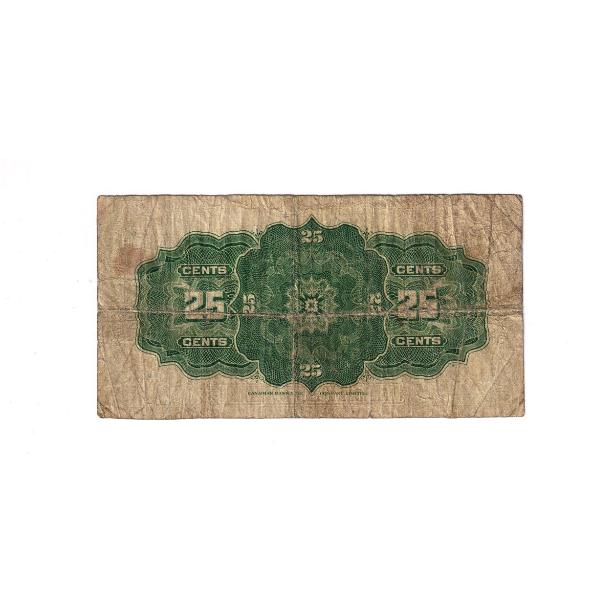 DC-24b 1923 Dominion 25 cent Shinplaster Hyndman-Saunders, No Authorized, Circ