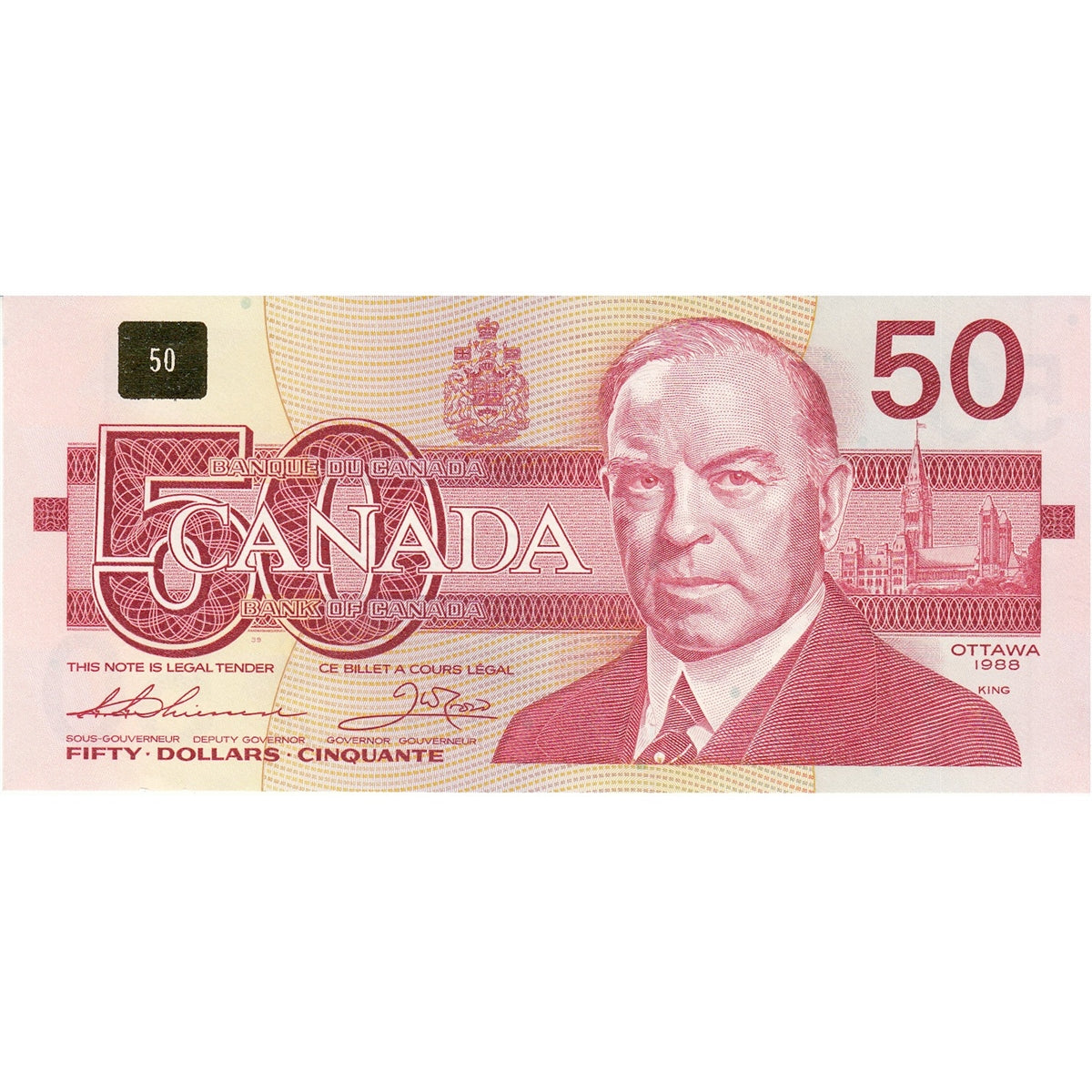 BC-59a 1988 Canada $50 Thiessen-Crow, FHH, AU-UNC