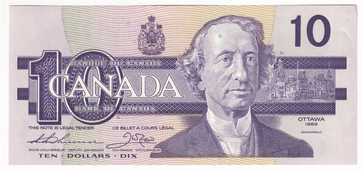 BC-57a 1989 Canada $10 Thiessen-Crow, AEV, AU-UNC (AU55)