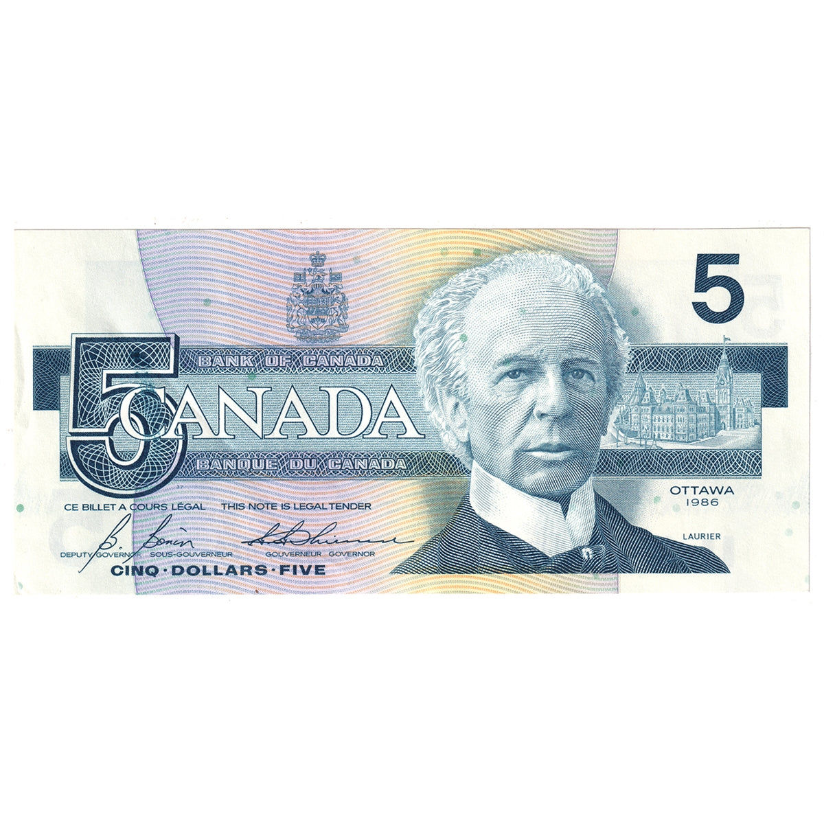 BC-56c 1986 Canada $5 Bonin-Thiessen, GPD, AU-UNC