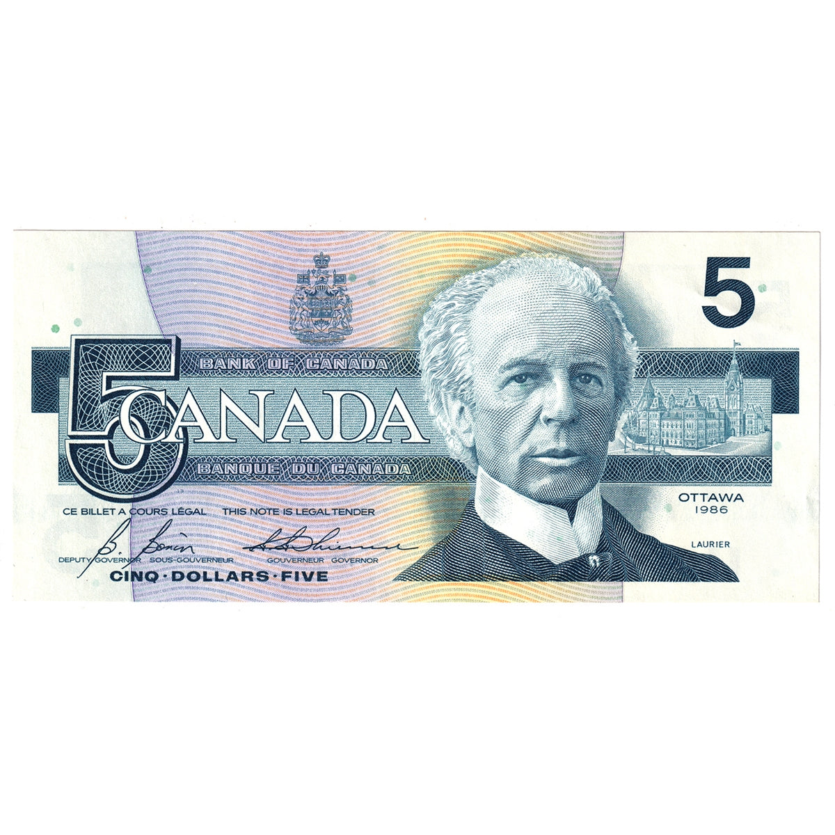 BC-56c 1986 Canada $5 Bonin-Thiessen, GPL, Uncirculated (MS60)