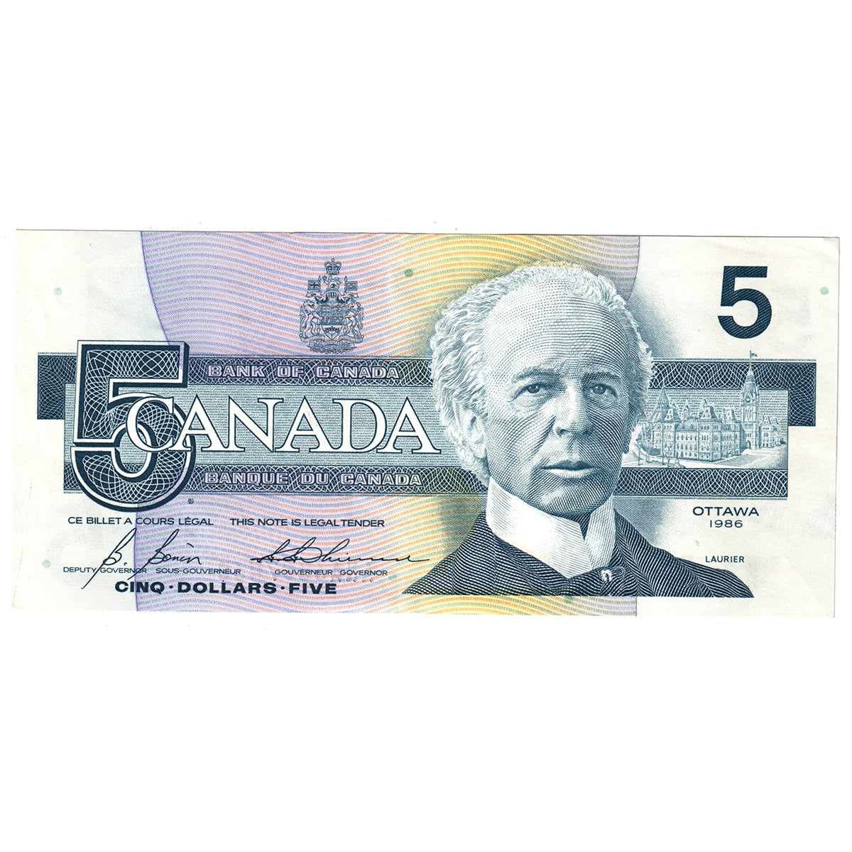BC-56c-i 1986 Canada $5 Bonin-Thiessen, ANA, AU-UNC