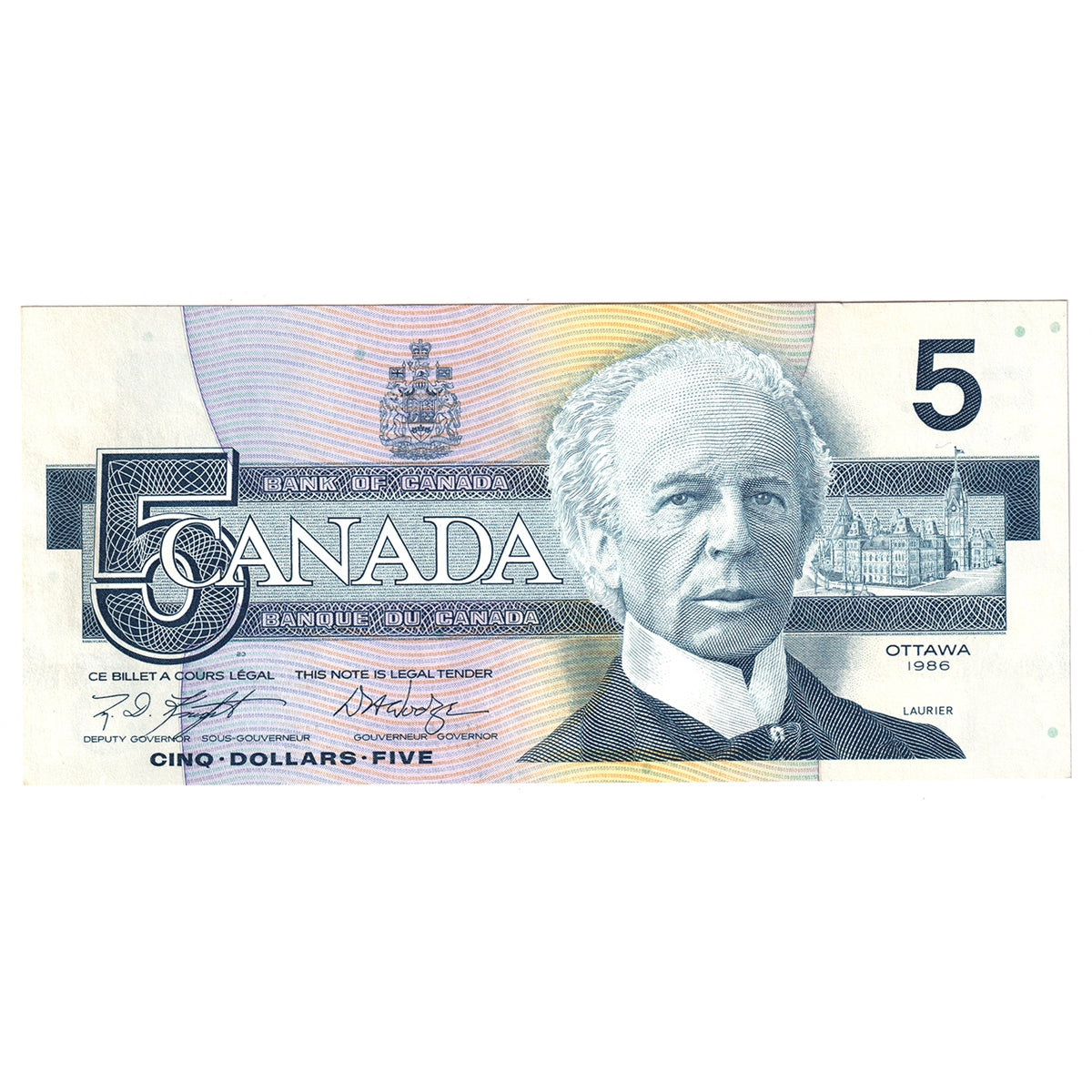 BC-56e 1986 Canada $5 Knight-Dodge, HNA, Uncirculated (MS60)
