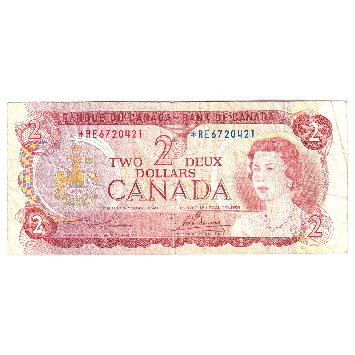 BC-47aA 1974 Canada $2 Lawson-Bouey, *RE, Circ
