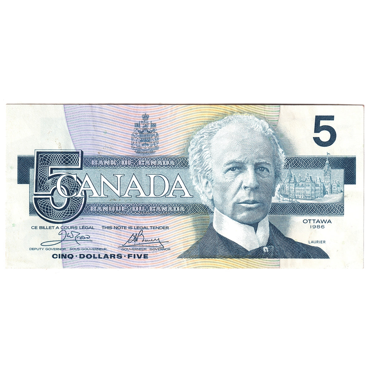 BC-56a 1986 Canada $5 Crow-Bouey, ENN, Extra Fine (EF40)