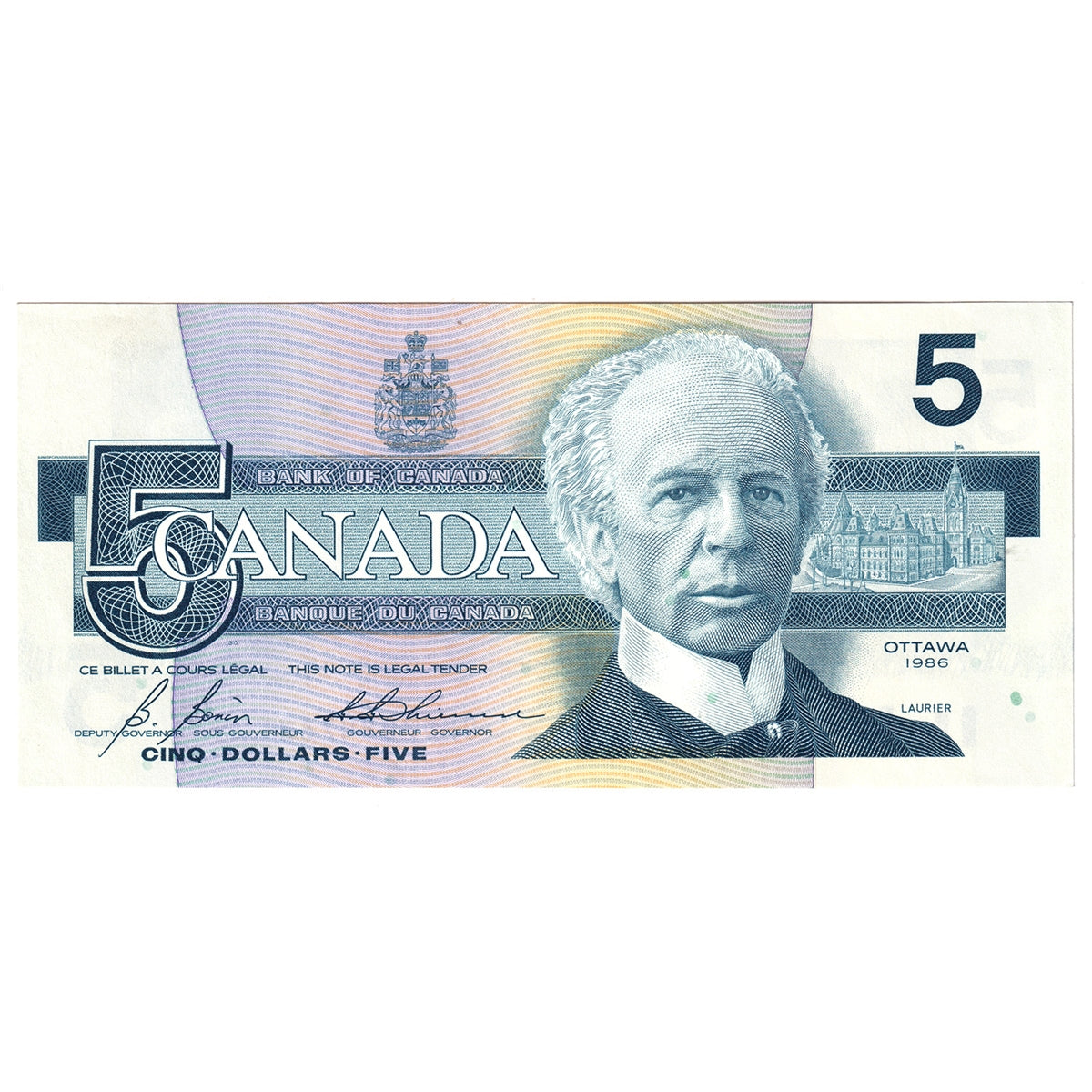 BC-56c 1986 Canada $5 Bonin-Thiessen, GPV, AU-UNC
