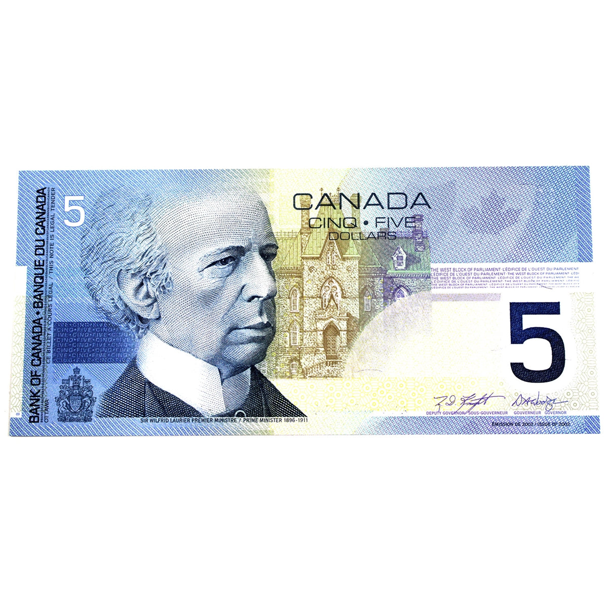 BC-62a 2001 Canada $5 Knight-Dodge, ANW, AU-UNC (AU55)